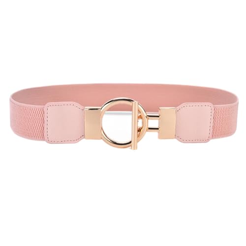 Ladies Belts Women Skinny Elastic Belt for Dresses,Thin Retro Stretch Waist Belt with Golden Buckle(75cm(Waist 75-100cm),4YF-4 Pink)