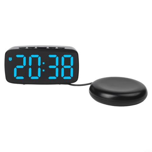Sumsoctober Reloj despertador para personas que duermen mucho o con discapacidad auditiva, reloj despertador fuerte con agitador de cama, relojes despertadores sordos con vibración, regulador de