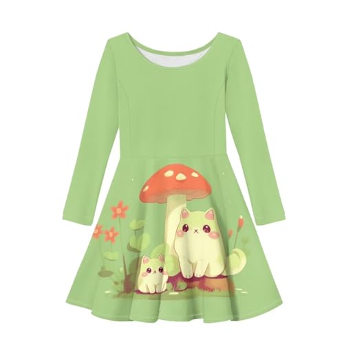 Girls Long Sleeve Dress Kids Twirly Swing Dress Cute Clothes for Girls 3-14 Years Old Fall Dress