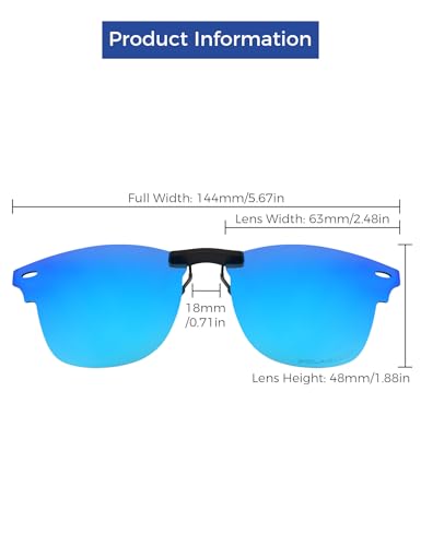 Polarized Clip-on Sunglasses for Ray-Ban Clubmaster RB5154 51-21 for Men Women UV Protection-Ice Blue3