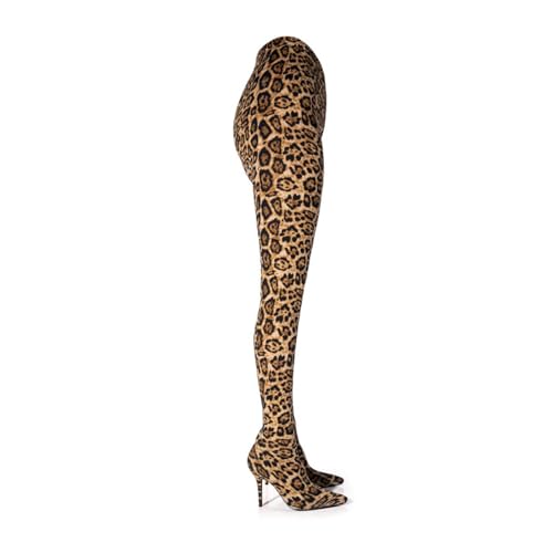 Women's Sexy Leopard Over The Knee Boots, Fashion High Heel Ponited Toe Long Boots for Party, Banquet and Catwalk,8,Leopard2