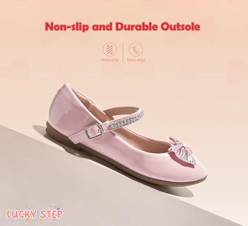 LUCKY STEP Girls Dress Flats Casual Mary Jane Ballet Shoes Bow Rhinestones Wedding Party Shoe for Little Kids4