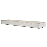 American Art Décor Rustic Whitewashed Wood Floating Wall Shelf Vintage Farmhouse Decor - Large