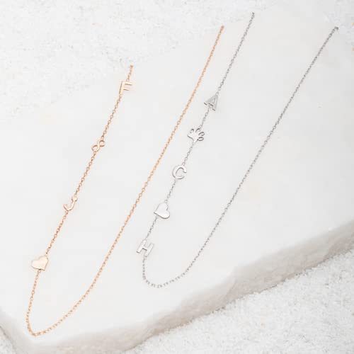 Sideways Initial Necklace 925 Sterling Silver, Personalized Initial Necklace for Women, Custom Letter Necklace, Dainty Sideways Letter Pendant3