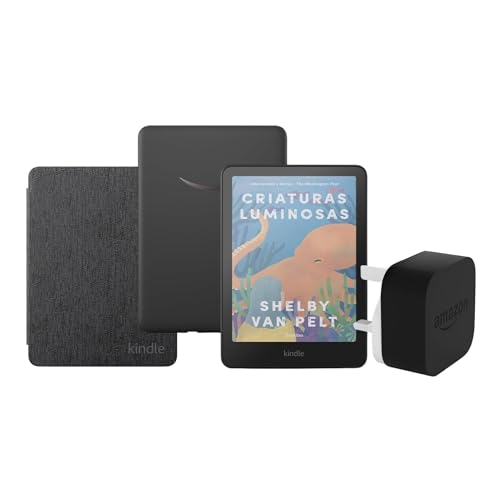 Amazon Kindle Colorsoft 16 GB Con funda trasparente negra y adaptador de 9 W