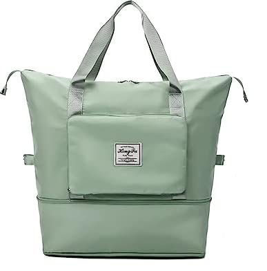 Image of K D Foldable Travel Duffel Bag, Large Capacity Folding Travel Bag, Travel Lightweight Waterproof Carry Luggage Bag (58 L x 41 H X 22 W cm) (Pack of 1) (Ice Green)