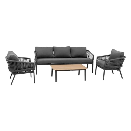 Hespéride - Salon de Jardin oriengo Anthracite et Graphite 5 Places en Aluminium traité époxy