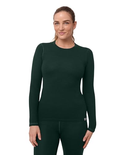 DANISH ENDURANCE Maglia Termica Donna in Lana Merino, Manica Lunga, per Sci, Trekking, Escursionismo, Dark Green, S