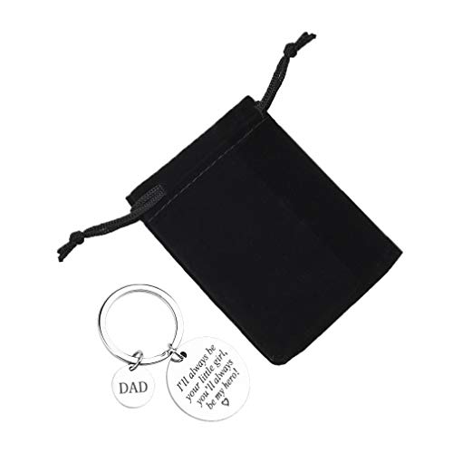 GAUSKY Father's Day Gift Stainless Steel Keychain I'll Always Be Your Little Girl, You'll Always Be My Hero from Daughter for Father Dad Birthday and Festival Gifts
