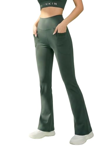 Image of BLINKIN Flared Gym Pants for Women's Workout - The Ultimate Yoga Pants | Workout Lowers | Gym Track Pants for Women with Side Pockets (4830)