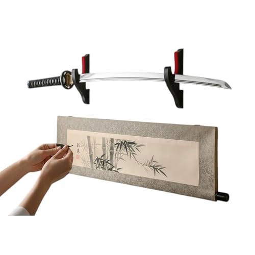 57 SPECIAL REPLICAS Katana Halterung Wand - Schwerthalter Wand Verstellbar - Schwert Wandhalterung Schraubbar - Ständer für Samurai Schwerter Wakizashi Tanto und andere Waffenrepliken GXWOOD-05