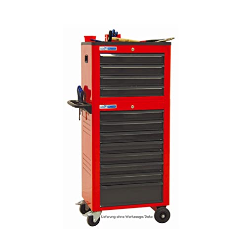 ADB Werkstattwagen Basic mit Werkzeugtruhe, 12 Schubladen Werkzeug Rollwagen rot