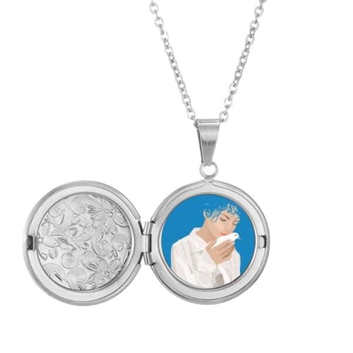 Collier médaillon bleu Pegirl conservez vos souvenirs anti-guerre