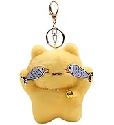FunFink Cute Cat Keychains, Kitty Fish Plush Keychain Accessories for Backpacks, Bags, Purse, Pho...