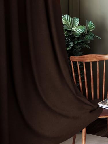 Image of Home Sizzler 1 Piece Thermal Insulated Solid Blackout Triple-Weave Grommet Polyester Curtains - 9 Feet Long, Brown