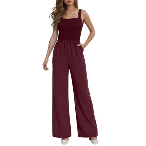 Combinaison femme été rouge en taille L avec pantalon large