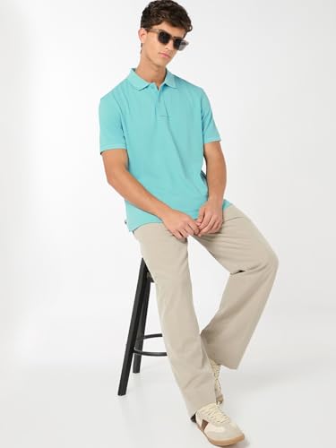 Image of Bewakoof Men Solid Regular Fit Half Sleeve Collar Pure Cotton T-Shirt