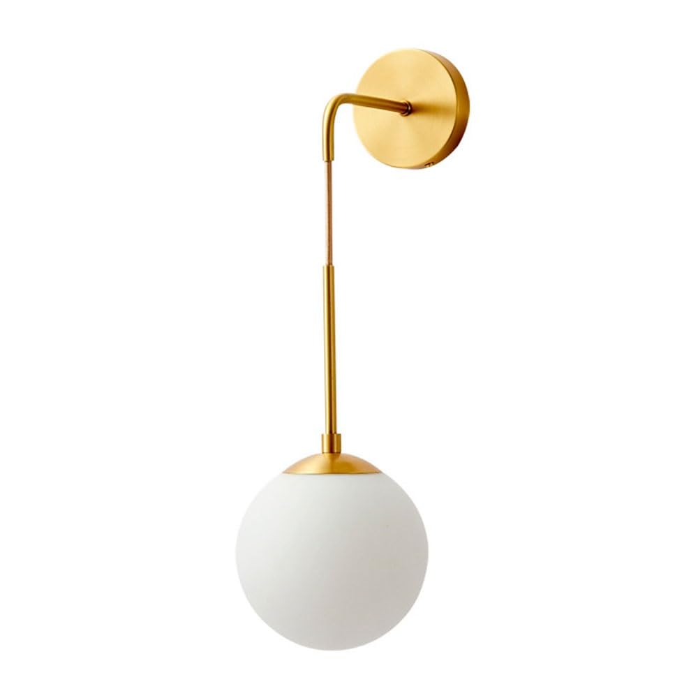KBUUKYYXouy Globe Glass Wall Sconce Lighting Mid Century Modern d Bathroom Vanity Lights with White Glass Ball Lamp Shade, Wall Mount Lamps for Bedroom Bedside Restaurant Living Room Hallway