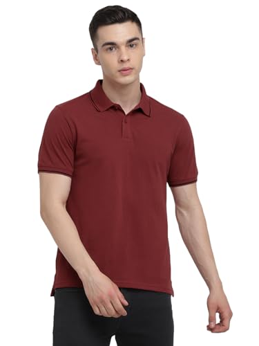 Image of Deniklo Men's Super Soft Half Sleeve T-Shirt | Regular Fit Solid Polo T Shirt for Men | Cotton Rich with Button Down Closure Type for Men |Rib Collar Polo T Shirt | Branded Polo T-Shirt for Men's