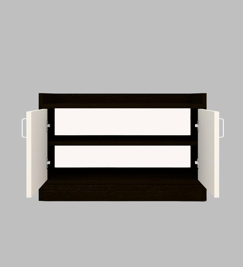 Image of SPECIALITY PANELS 2 Door Shoe Rack with Cushion | 2 Door Shoe Cabinet with Storage Bench | Shoe Organizer for Entryway Home Living Room | 75 x 49 x 37.5cm Storage | DIY Assembly | Brown and White