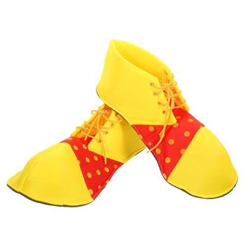 Zapatos de payaso para adultos, hombres y mujeres, accesorios divertidos para disfraces, zapatos de cabeza redonda, accesorios de graduación, Halloween (amarillo + rojo)