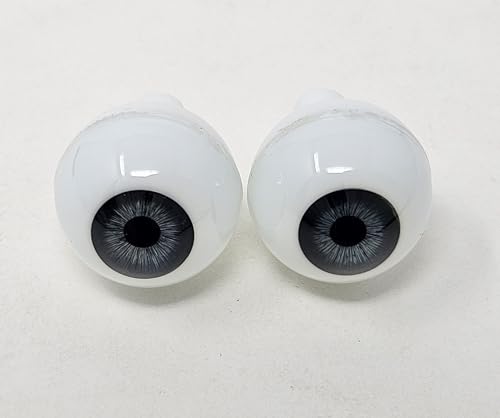 Pair of Zim's 20mm Realistic Glastic Gray Plastic Human Eyes for Craft Amigurumi Dolls, Toys or Puppets