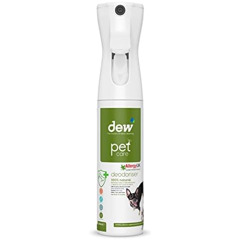 DEW Pet Deodoriser 300ml: 100% Natural Odour Eliminator & Air Freshener that Neutralises the Cause of Smells | Fragrance Free Dog Deodorant Spray for Smelly Fur, Pet Beds, Cat litter, Carpet & Car Cover