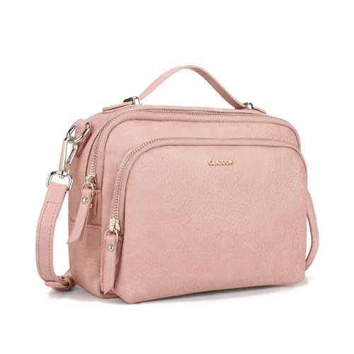 Gladdon Bolso de hombro para mujer, Bolso de hombro con cremallera, Bolso bandolera, Bolso de mano de cuero pequeño, Ropa para mujer.., Rosa 1, 23.7 x 5.4 x 16.7 cm, Contemporáneo