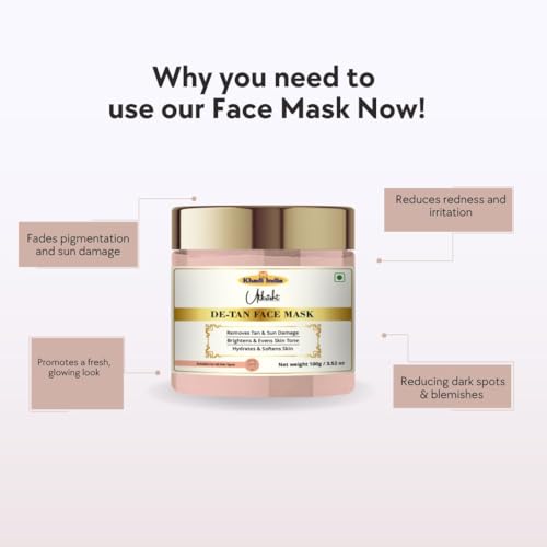 Image of Khadi De-Tan Face Mask 100g | For Breakouts, Tanning & Glowing Skin | With Cherry & Aloe Vera | Removes Dirt & Impurities | All Skin Types | Tan Removal Face Mask for Men & Women