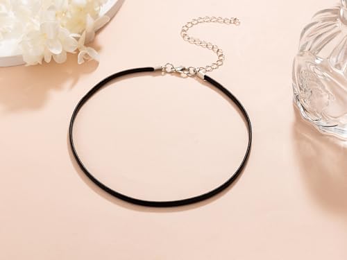Black Leather Choker Necklace Thin Black Choker Necklaces for Woman Halloween4