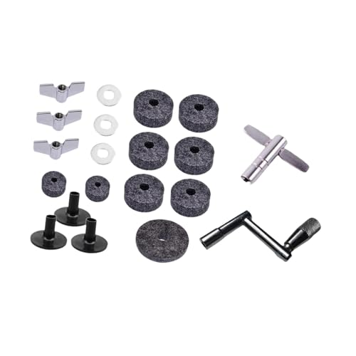 Menolana 20Pcs Cymbal Replacement Cymbal Felts Washers Clutch Felts Wing Nuts Equipment Cymbal Sleeves and Washers Cymbal Felt Pads, Gray