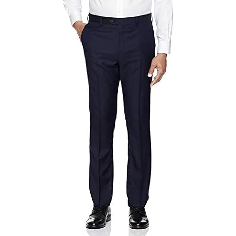GN GIORGIO NAPOLI Men's Flat Front Suit Separates Dress Pant Classic Modern Fit (35 W/Unhemmed, Navy Blue) Cover