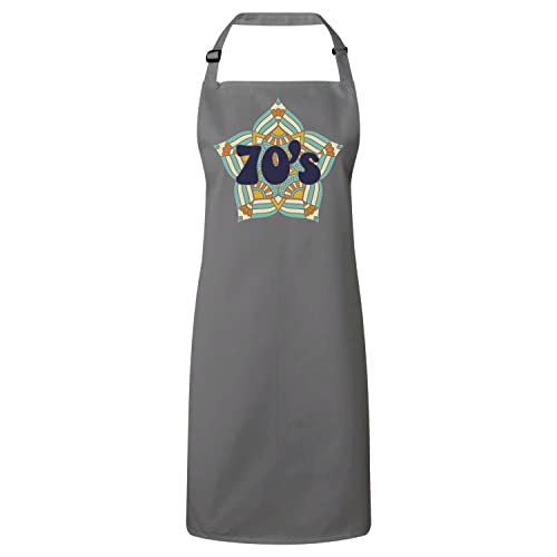 Tablier cuisine premium gris en coton robuste au style hippie nostalgique