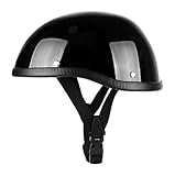 Low Profile Retro Street Bike Hel-met Men Women Vintage German Style Skull Cap Motorcycle Half Hel-Mets Adult Open Face Beanie ATV Bicycle for Moped Scooter,DOT Approved