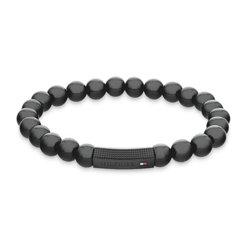 Tommy Hilfiger Men's 2790581 SS24 Beads Onyx Bead Bracelet, Black, One Size