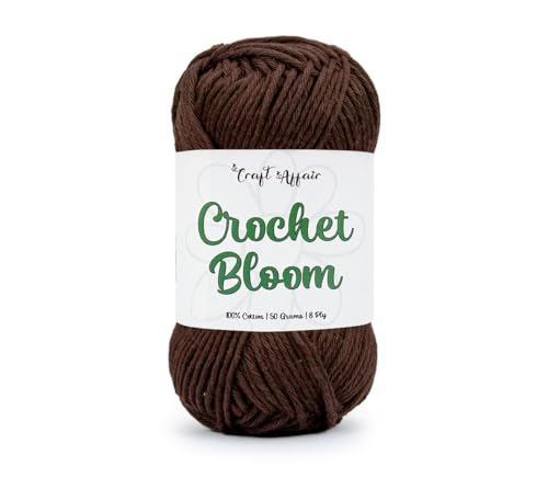 Image of Craft Affair | Crochet Bloom Cotton Yarn 8ply (2mm, 77Meter, 50Gram) 100% Pure Cotton | Knitting Yarn | for Embroidery, Craft & DIY Project: Coffee