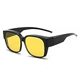 Zuahaly Gafas de visión nocturna polarizadas para conducción nocturna hombre y mujer, sobregafas ligeras con lentes amarillas HD antirreflejos, mejora de visión y seguridad, conducción y deportes