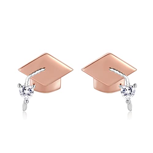 Graduation Gifts For Her 2022 - College Graduation Necklaces 925 Sterling Silver Inspirational Jewelry Graduate Presents For Women Girls Female (Rose Gold Earrings) #TOP19