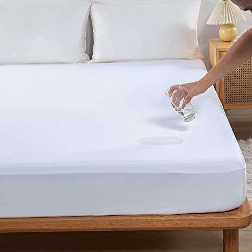 Image of Kingnex Waterproof RV Short Queen Mattress Protector for 60x75 RV Queen Camper Bed Smooth Top Fitted Sheet Style Matress Cover