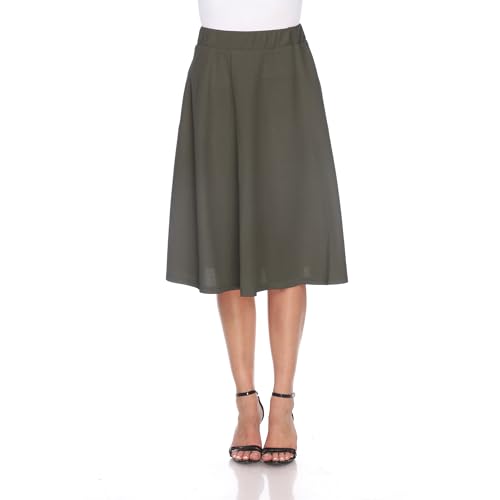 white mark Women's High Waist Stretchy A-Line Flared Skater Skirt