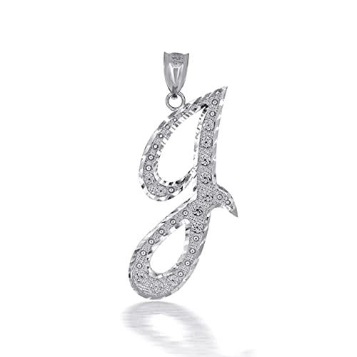 Claddagh Gold Certified Sterling Silver Script Initial Letters A-Z Pendant Charm Necklace