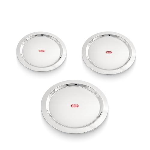Image of Kitchen Expert - Stainless Steel Lid Set | Round Steel Lid Covers | Tope /Cheeba /Dhakan Set for Kitchen Utensils | Multipurpose | Set of 3 (19cm, 21.5cm, 23.5cm)