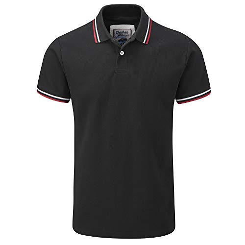 Charles Wilson Polo avec Rappels Contrastés (Large, Black (1019))