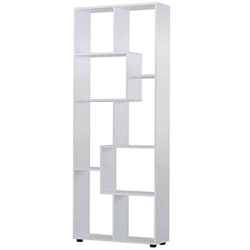 HOMCOM Estantería Moderna Vertical Diseño de Librería con 8 Estantes E1 Tablero de Partículas 70x24x178cm Blanco