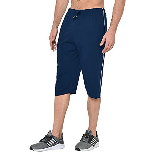 Image of Men's Regular Fit Cotton Three by Fourth, 3 /4th, Man Capri, Capris, Three Quarter, Capri for Men, Printed, Sports Running, Three Quarte, Casual Lounge Short, Nightwear Sleep Shorts, Pack of 2