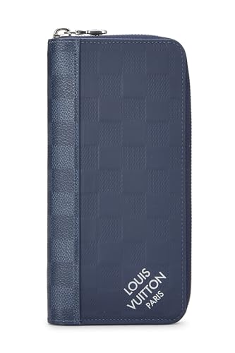 Pre-Loved Navy Damier Infini Zippy Vertical Wallet, Navy