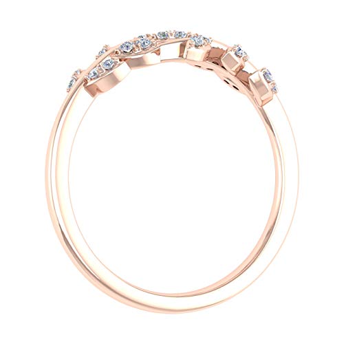 10K Rose Gold Diamond Nature Wedding Band (0.15 Carat) (Ring Size 7.5) #TOP1