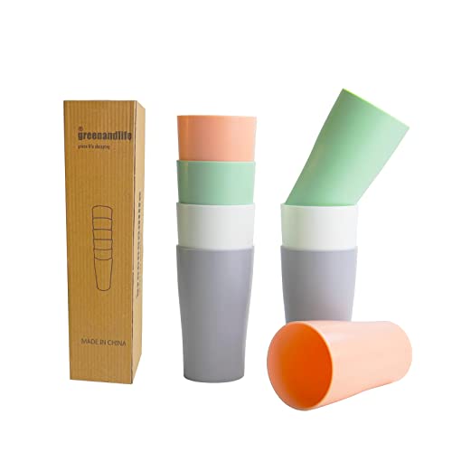 greenandlife Juego de 8 vasos de plástico de 400 ml, vasos irrompibles, vasos de cola reutilizables para café, té, leche, jugo, cola Cover
