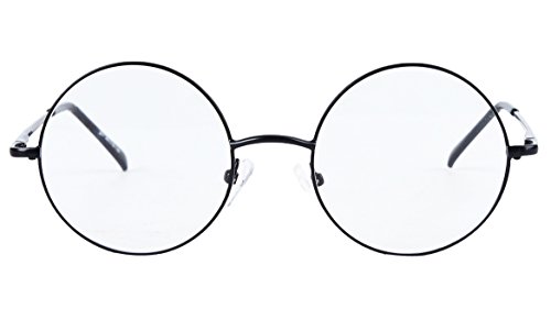 Beison Round Reading Glasses Spring Hinge Metal Readers 46mm (+1.75, Black)