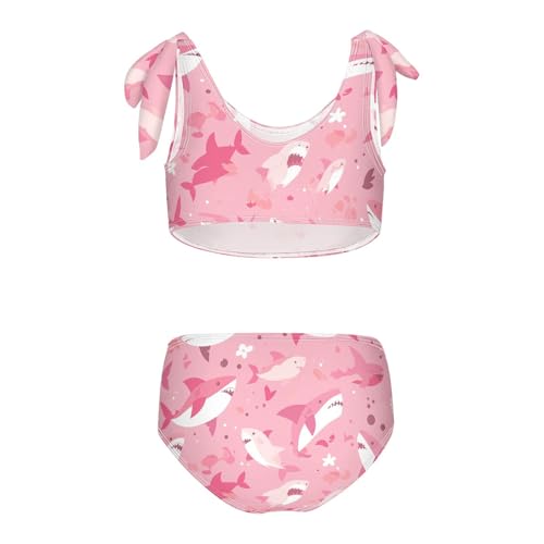 KLL Fish sea Pink Background Girls Two Piece Bikini Sets Scoop Neck Swimming Swimsuit Bathing Suit2